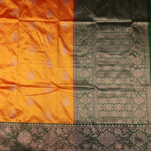 Golden Yellow Banaras Saree with Dark Green Border2.jpeg
