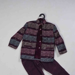 Kids Wear Caput Mortuum Violet 3 Piece Set Open Coat Model Party Wear