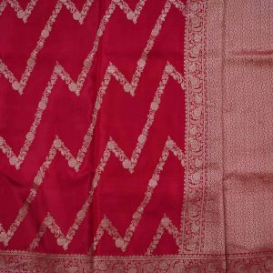 Cherry Red Banaras Fancy Saree (2)