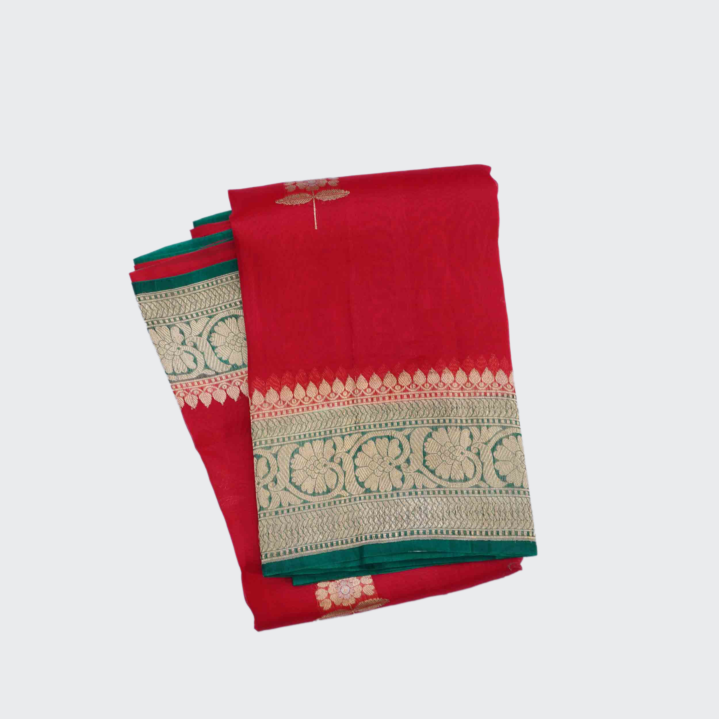 Cherry Red Organza Pattu Saree (1)