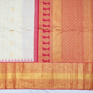 Cloud White Gadwal Pattu Saree (2)