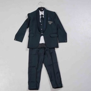 Kids Wear Dark Blue 5 Piece Set Full Coat Model Party Wear Suit