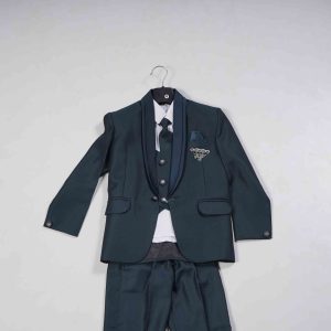 Kids Wear Dark Blue 5 Piece Set Full Coat Model Party Wear Suit