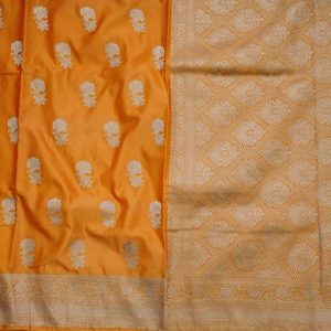 Golden Yellow Banaras Fancy Saree (2)