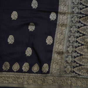 Jet Black Banaras Fancy Saree (2)