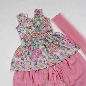 Girls Wear Floral Design Baby Pink Combo Patiala Dress (1)