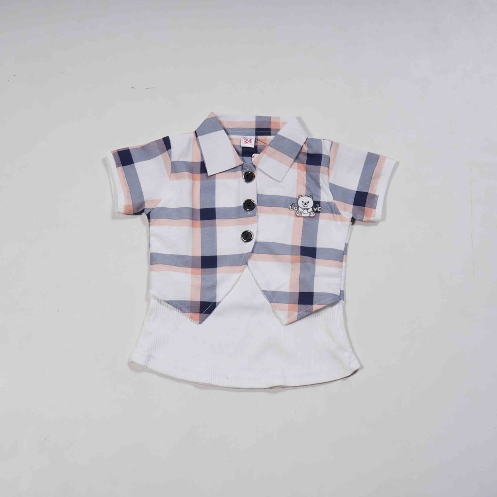 Kids Wear Multicolor Checks Western Top
