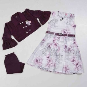 Girls Wear Western Floral Design 3 Piece Set
