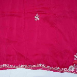 Mexican Pink Fancy Work Saree (2)