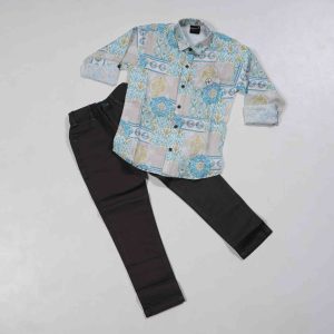 Kids Wear Multicolor 2 Piece Lenin Shirt & Cotton Pant