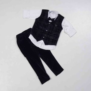 Kids Wear Navy Blue & White Combination 3 Piece Set Half-Suit Model
