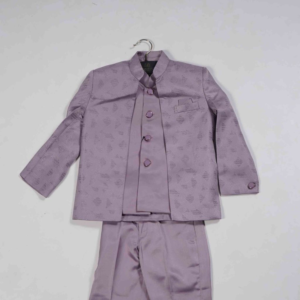Kids Wear Onion Pink 3 Piece Set Jodhpuri Model Coat Suit