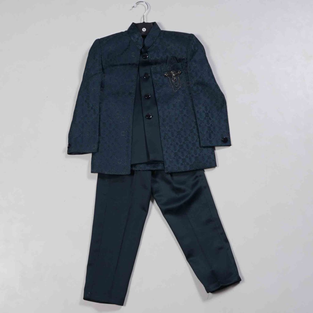 Kids Wear Royal Blue 3 Piece Set Full Coat Model Party Wear Suit