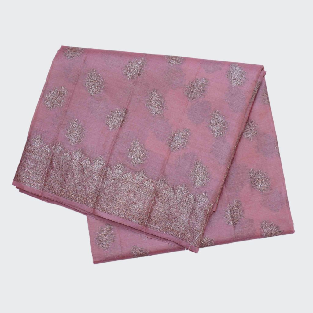 Barbie Pink Tussar Golden Zari Border Silk Saree