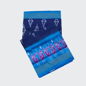 French Navy Blue Pochampally Silk Saree