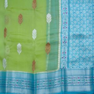 La-Palma Green Organza Silk Saree (2)