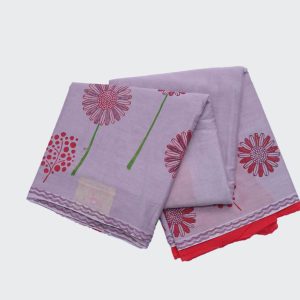 Lavender Floral Designer Printed Cotton Saree (1)