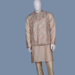 Men's Bridal Wear Light Peach Sherwani (1)