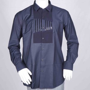 Men's Wear Navy Blue Party Wear Shirt With A Beautiful Stripes Design (1)