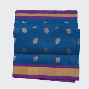 Sky Blue Golden Border Venkatagiri Handloom Cotton Saree (1)