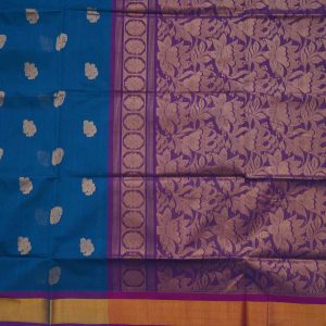 Sky Blue Golden Border Venkatagiri Handloom Cotton Saree (2)