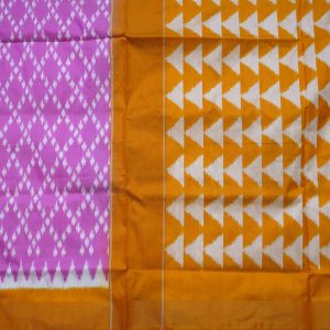 Turmeric Yellow & Baby Pink Pochampally Silk Saree (2)