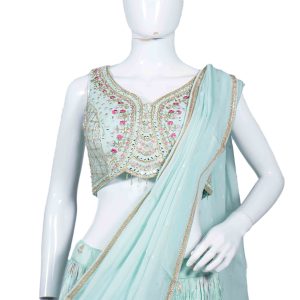 Women's Bridal Wear Ice Blue Crop Top (3)