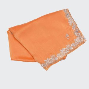 Coral Orange Designer Work Saree (1)