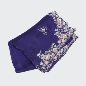 Navy Blue Designer Work Saree (1)