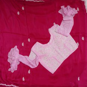 Raspberry Pink Designer Work Saree (4)
