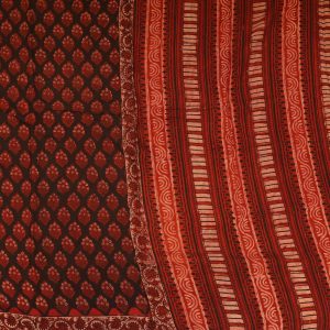 Dark Red Pure Printed Cotton Saree Pallu (2)