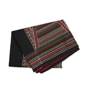 Beautiful deep black colored fancy work saree with matching blouse perfect for weddings and festive occasions