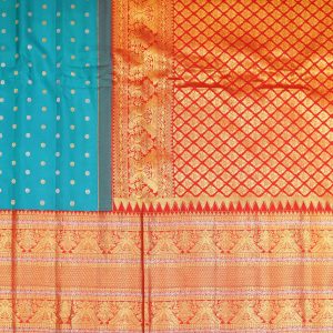 Deep Sky Blue Gadwal Pattu Saree Pallu (2)