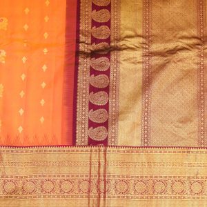 Flame Orange Gadwal Pattu Saree Pallu (2)