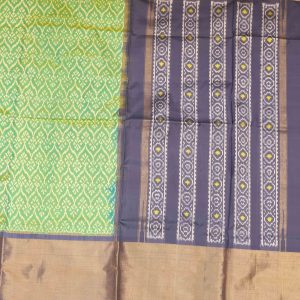 Gray & Light Green Pochampally Saree Pallu (2)