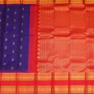 Navy Blue Kanchipuram Gap Border Saree Pallu (2)