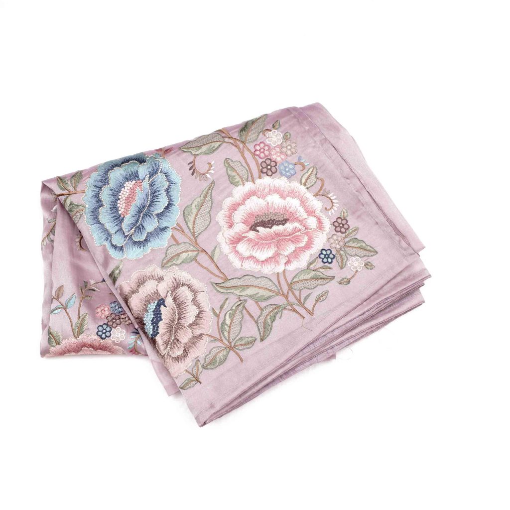 Beautiful pink and lavender blush colored saree with fancy work perfect for weddings and festive occasions