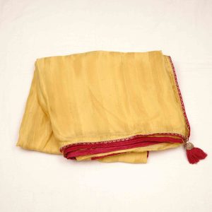 Bright yellow saree featuring exquisite embroidery and shimmering sequin accents for a festive, elegant look