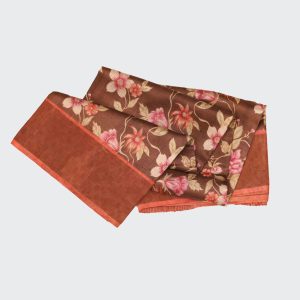 Russet brown Tussar silk saree showcasing plain weave texture, natural sheen, and lightweight drape perfect for festive occasions