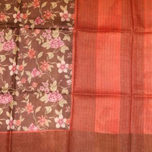 Russet Brown Tussar Slik Saree Pallu (2)