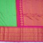 Apple Green Gadwal Silk with Pink Border - Image 2
