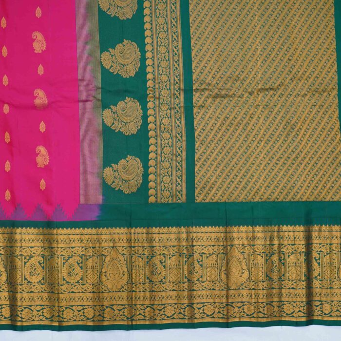 Barbie Pink Gadwal Pattu Saree - Image 2