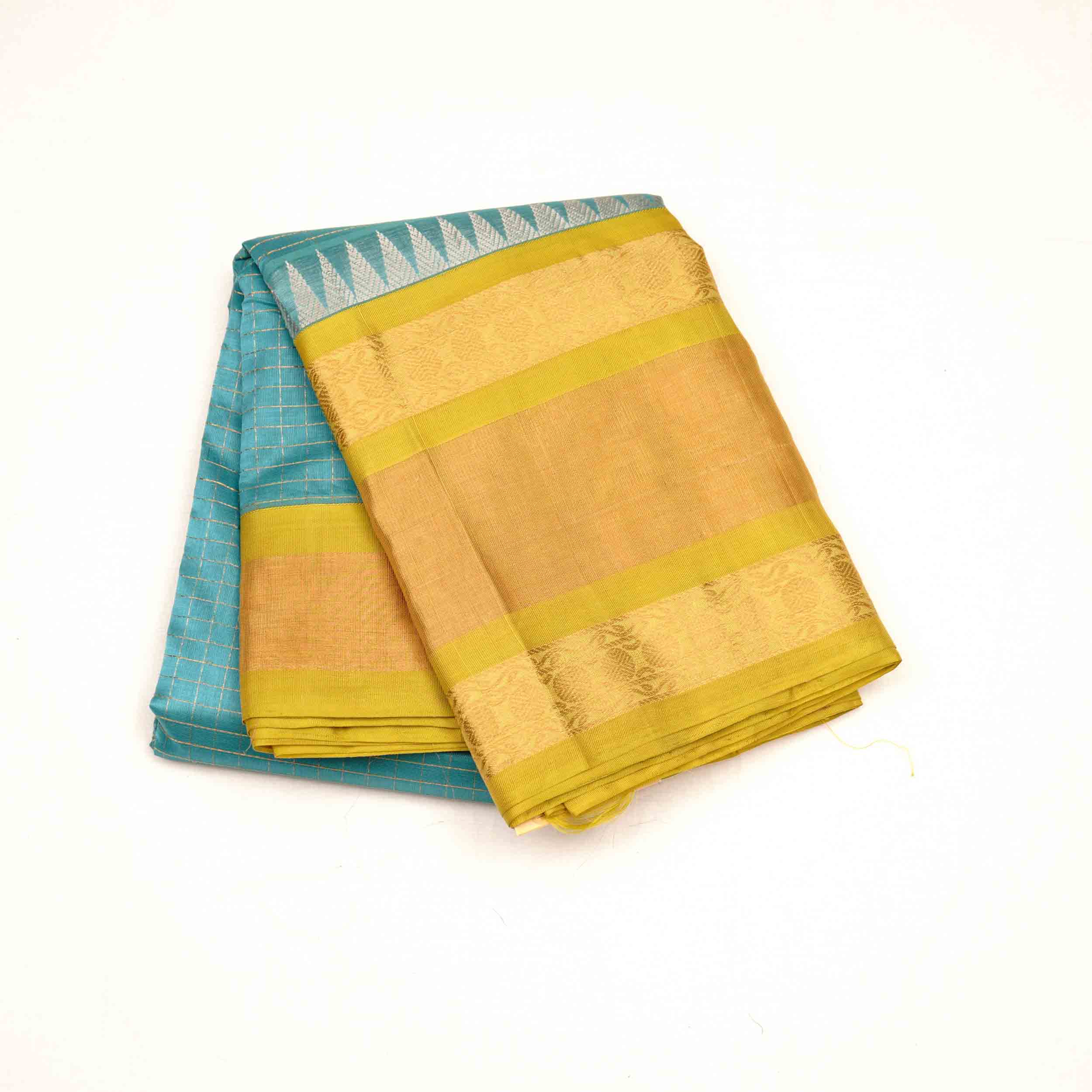 Bright-Cyan-Infused-Blue-Kuppadam-Pattu-Saree1.jpg Cyan Infused Blue Kuppadam Pattu Saree - Image 1
