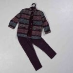Caput Mortuum Violet Kids Open Coat Set