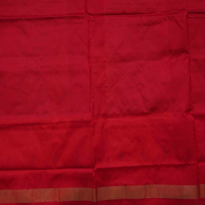 Cherry Red & Sky Blue Pochampally Saree - Image 3