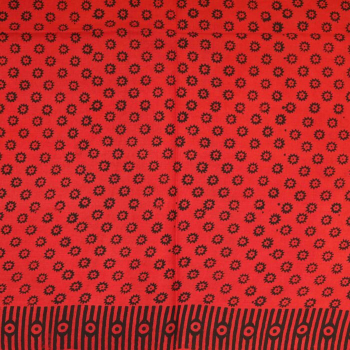Chilli Red Pure Printed Cotton Saree - Image 2