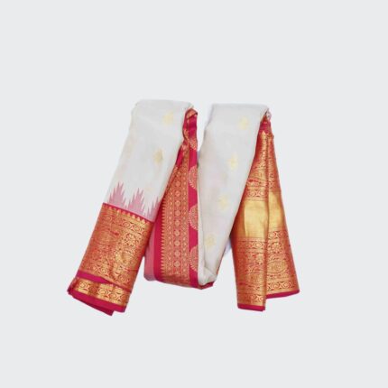 Cloud White Gadwal Pattu Saree