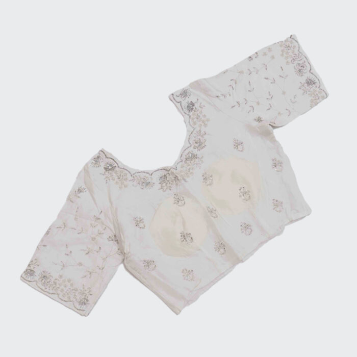 Coral Orange Designer Work Saree - Image 3