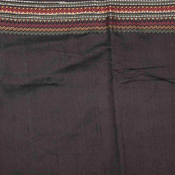 Deep Black Fancy Work Saree With Blouse - Image 3