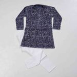 Deep Blue & White Kids Kurta Pyjama Set